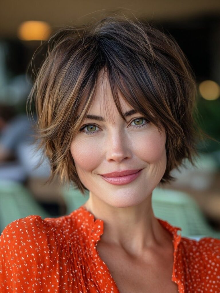 The Wispy Fringe Bob in Chestnut Brown