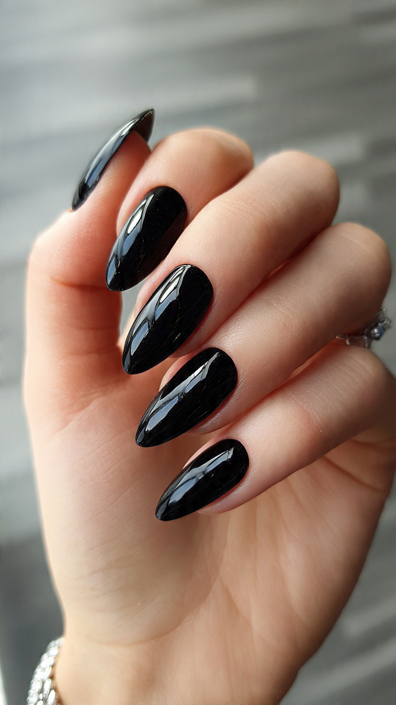 Black Almond Nails