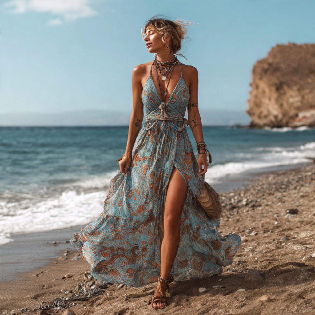 15 Beach Outfit Ideas You’ll Want to Wear All Summer (Effortless, Cute & Totally Instagram-Ready) 15 Boho Beach Dress Sandals