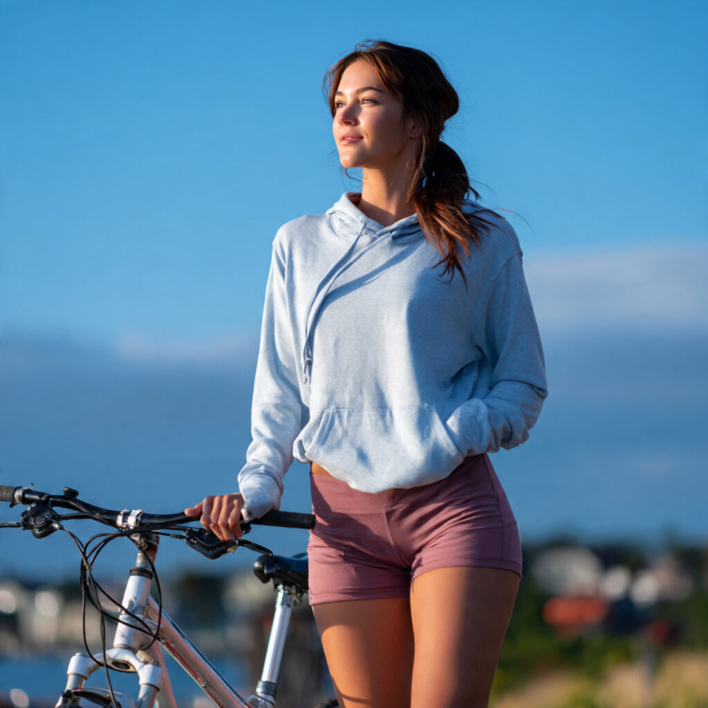 Casual Hoodie + Bike Shorts