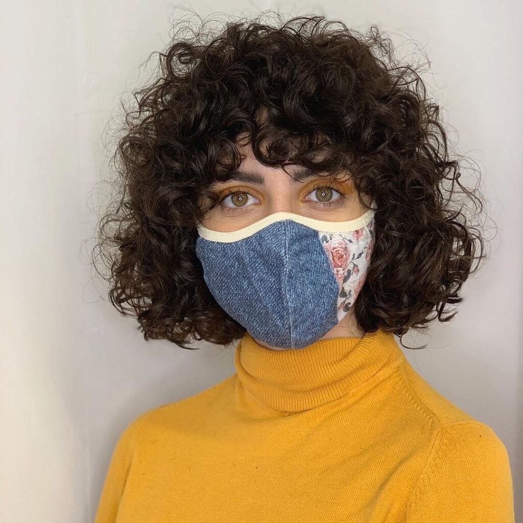 Chin-Length Blunt Curly Cut