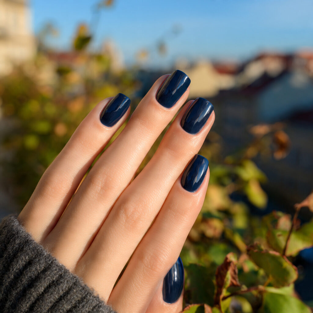 15 Dark Blue Nail Ideas That Look Expensive (But Are Totally Wearable Tomorrow) 2 Classic Glossy Navy Nails
