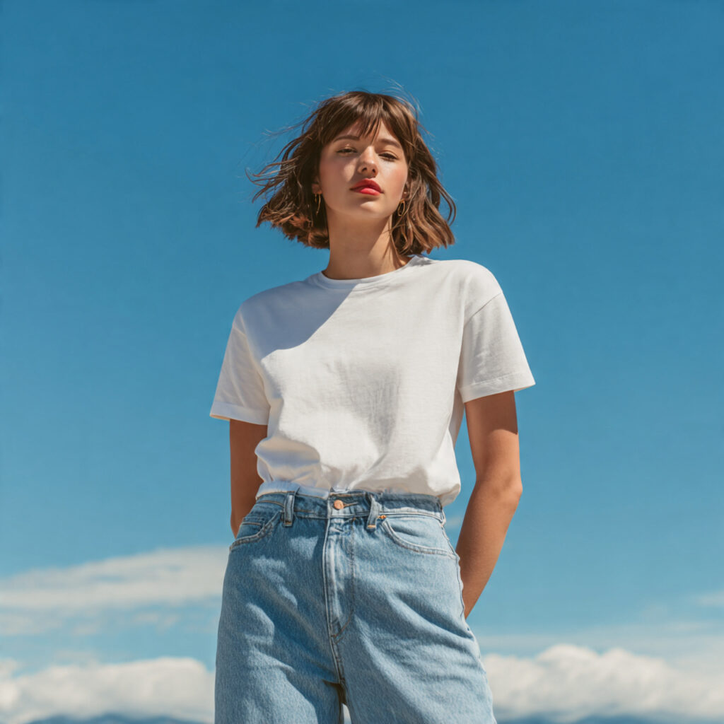 Classic White Tee + Straight-Leg Jeans