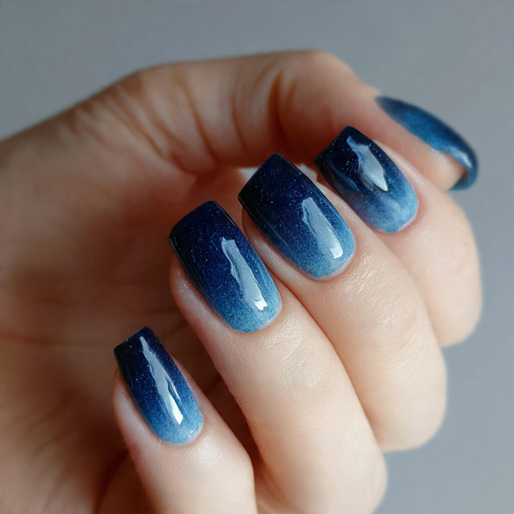 15 Dark Blue Nail Ideas That Look Expensive (But Are Totally Wearable Tomorrow) 8 Dark Blue Ombre Nails
