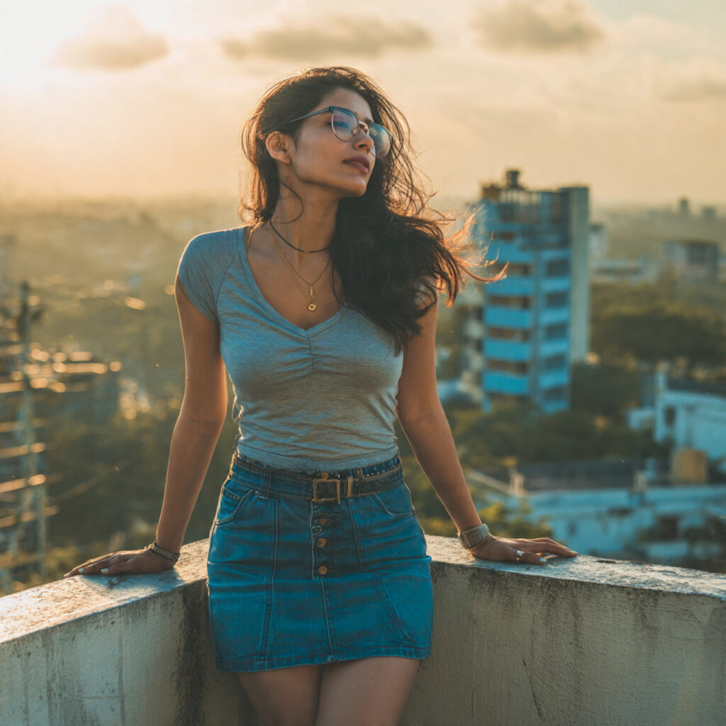 Denim Skirt + Simple Top