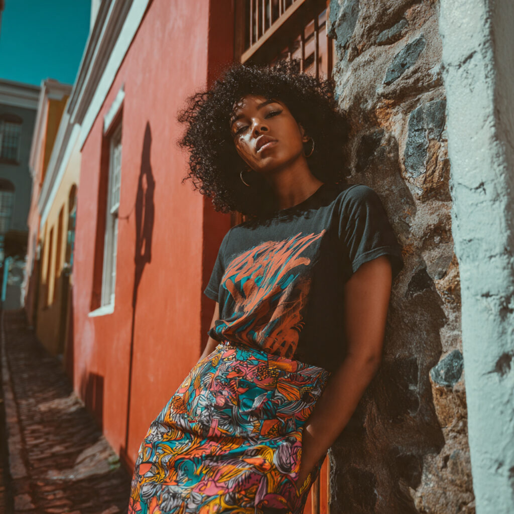 Graphic Tee + Midi Skirt