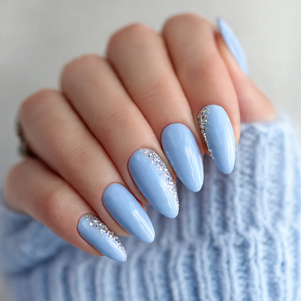 Light Blue Almond Nails