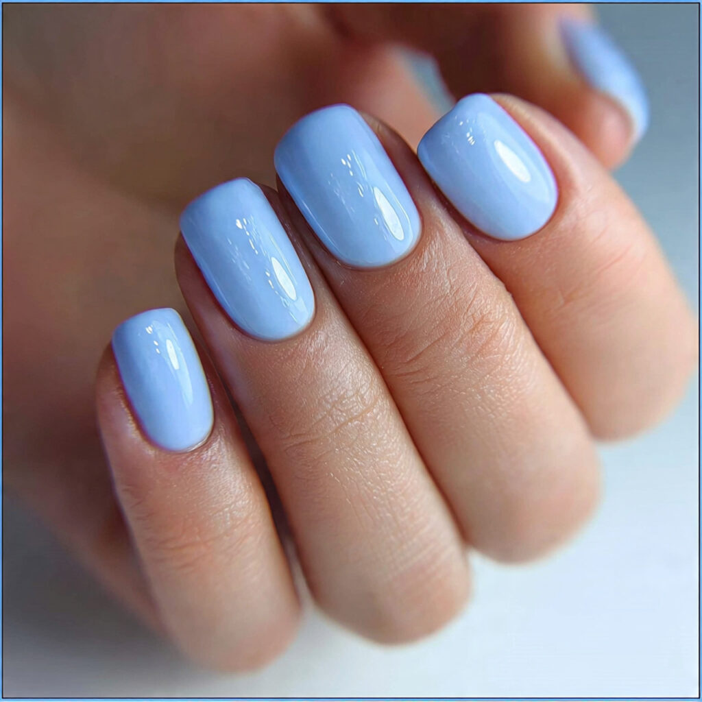 Light Blue Short Square Nails