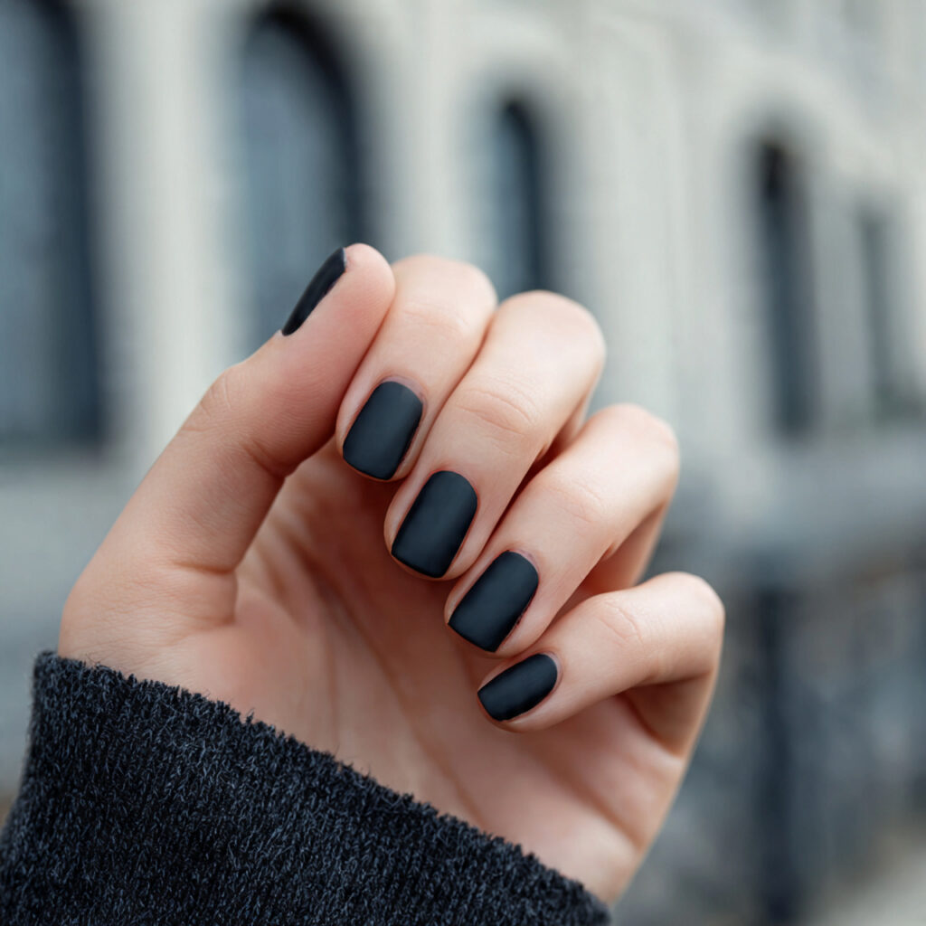 Matte Black Short Nails