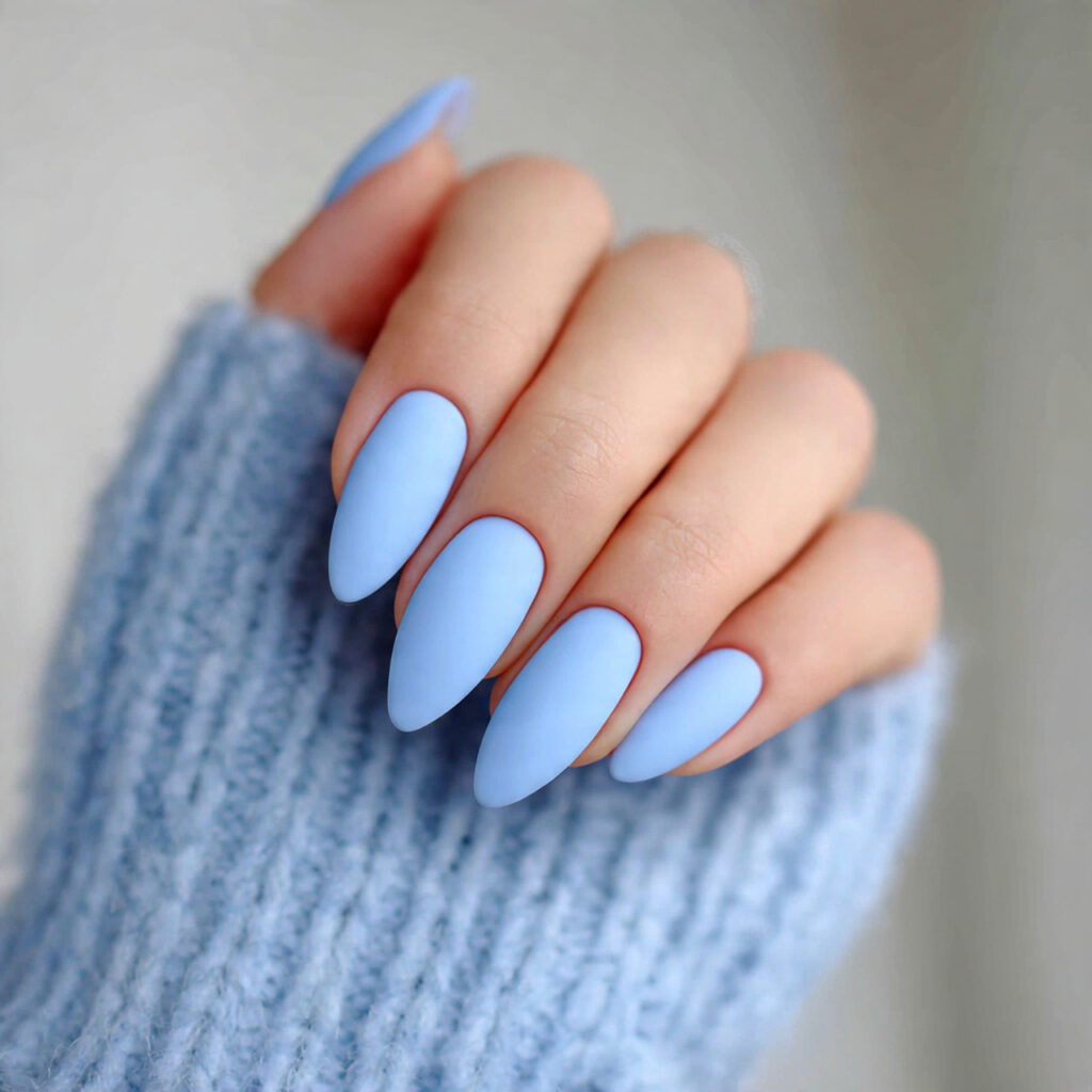 Matte Light Blue Nails
