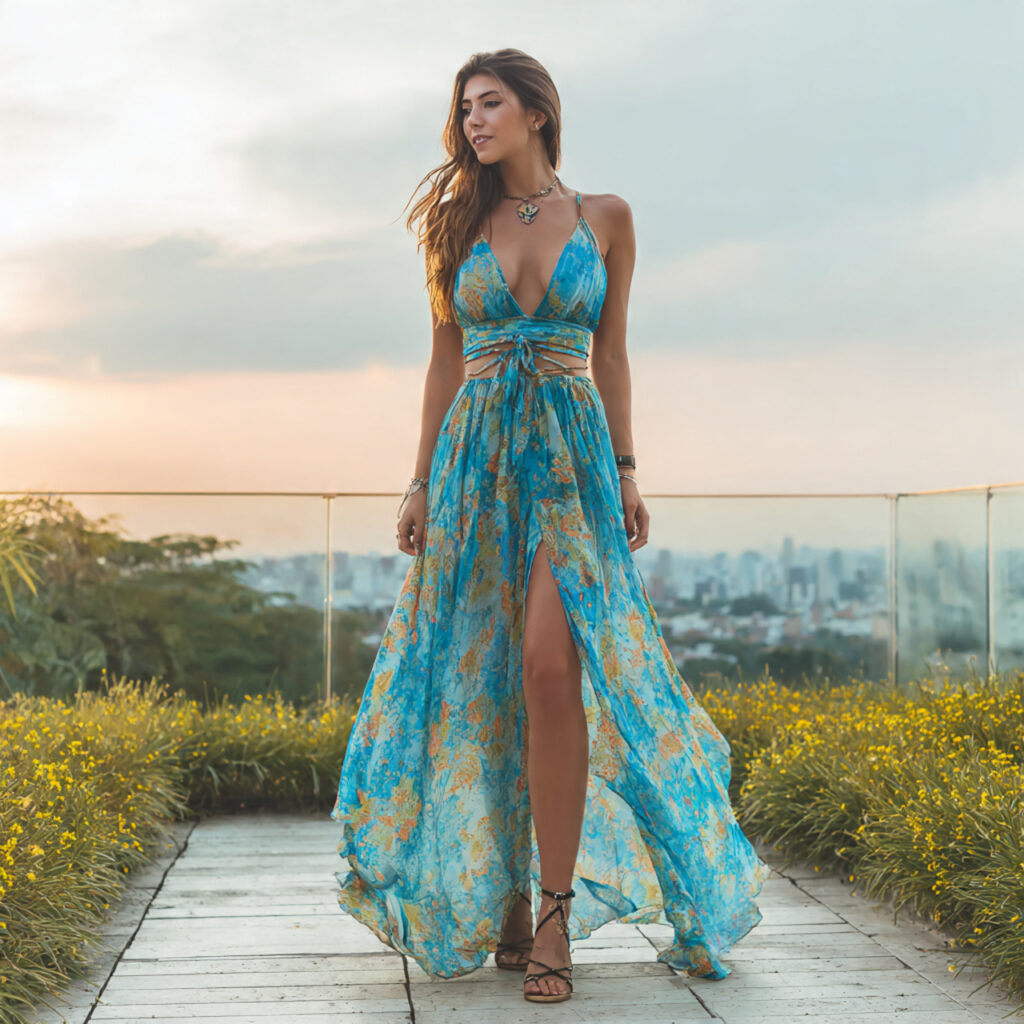 13 Summer Outfit Ideas That Make Getting Dressed in the Heat Actually Fun 9 Maxi Dress + Strappy Sandals