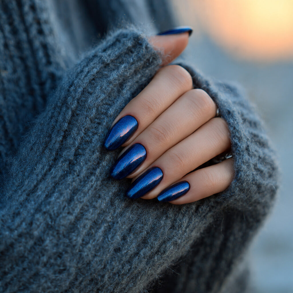 15 Dark Blue Nail Ideas That Look Expensive (But Are Totally Wearable Tomorrow) 4 Midnight Blue Chrome Nails