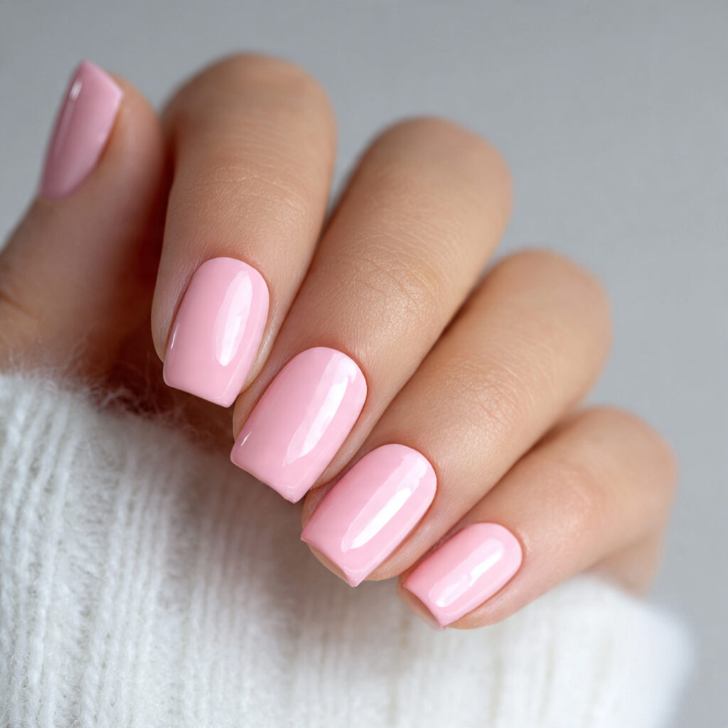 Milky White Short Square Nails