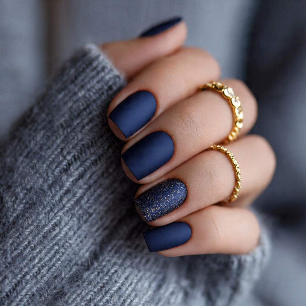 15 Dark Blue Nail Ideas That Look Expensive (But Are Totally Wearable Tomorrow) 7 Navy Blue Matte Nails