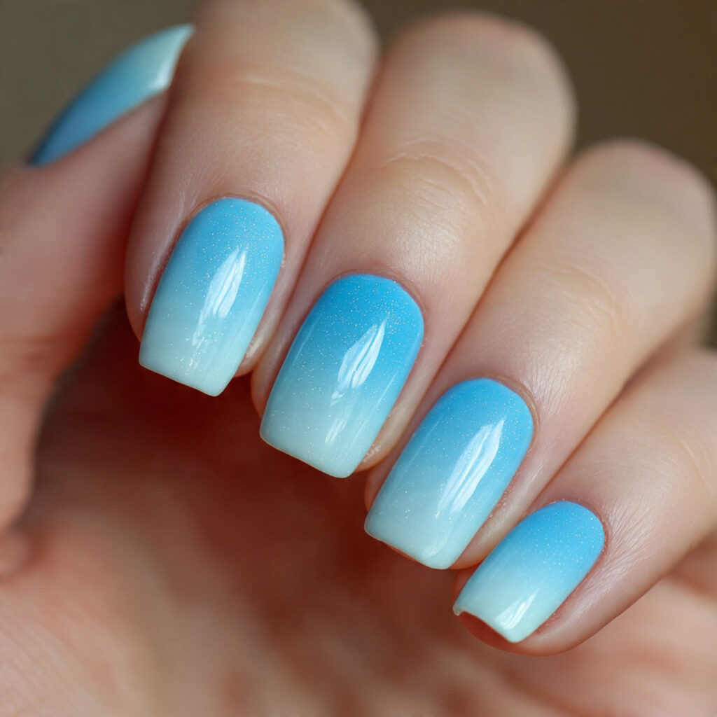 Ombre Light Blue Nails