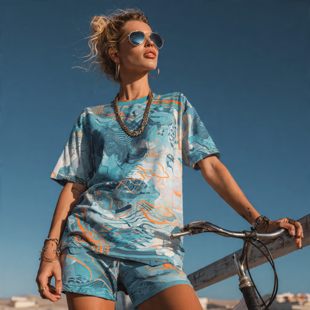 15 Beach Outfit Ideas You’ll Want to Wear All Summer (Effortless, Cute & Totally Instagram-Ready) 7 Oversized Graphic Tee Biker Shorts 2