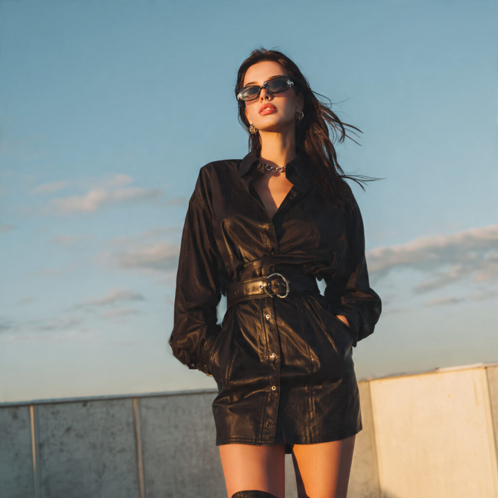 15 Party Outfit Ideas That Instantly Make You the Best-Dressed Guest (Without Trying Too Hard) 11 Oversized Shirt + Leather Mini