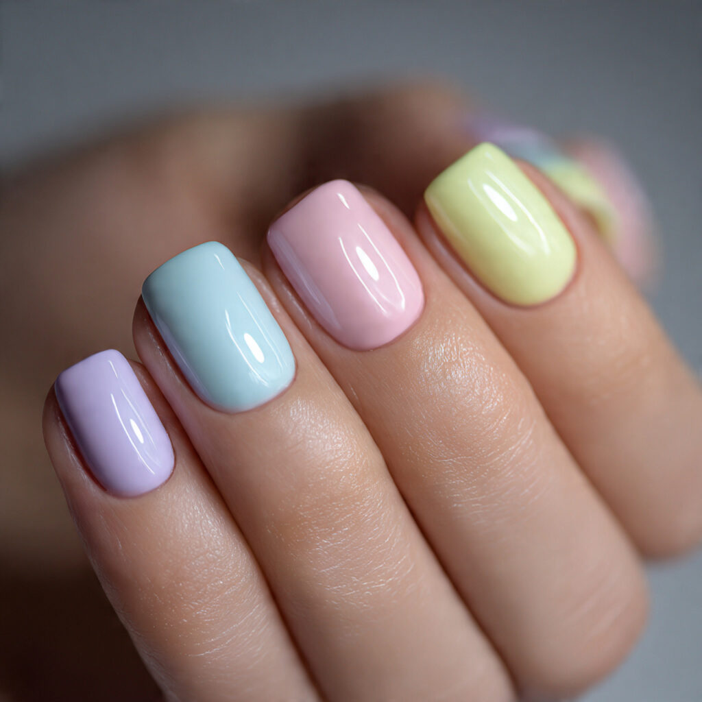 Pastel Short Square Nails