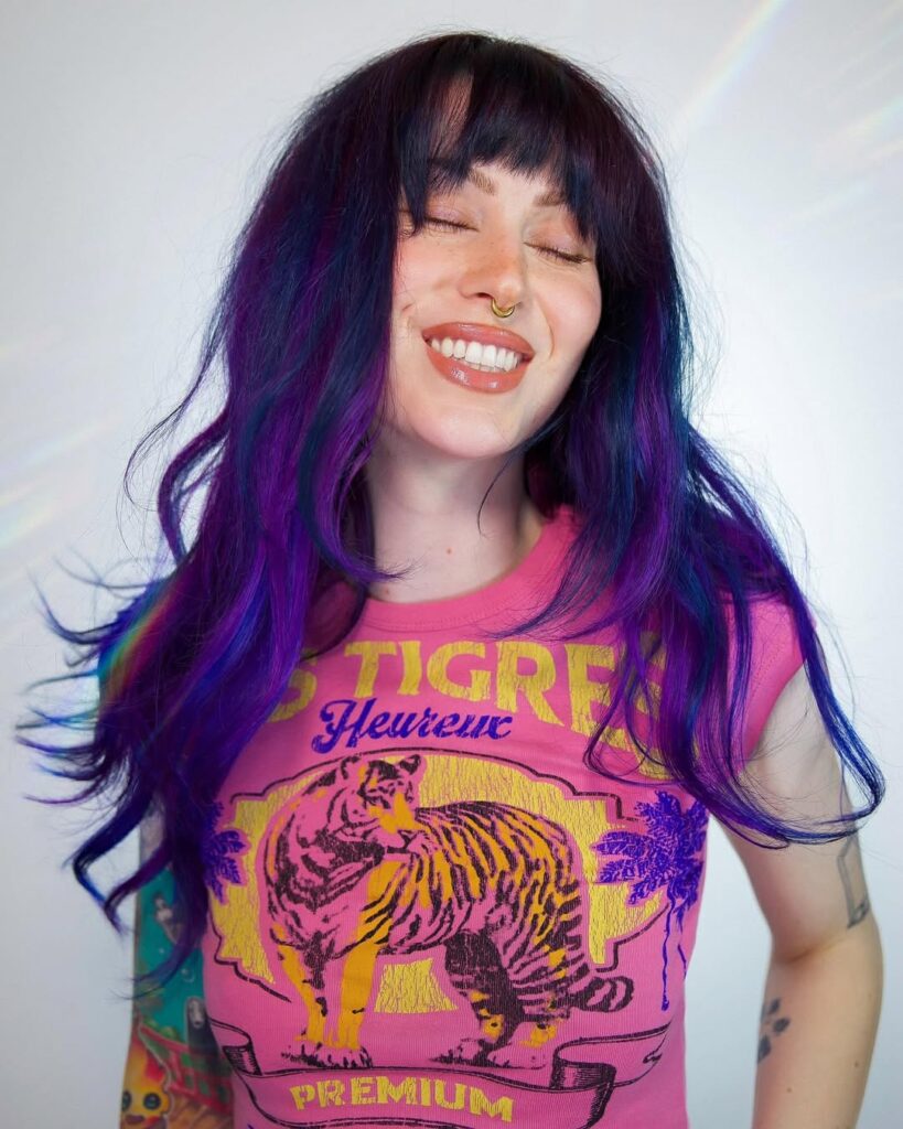 13 Edgy Hair Color Ideas That Instantly Upgrade Your Look (No Boring Hair Allowed) 6 Purple Galaxy Hair