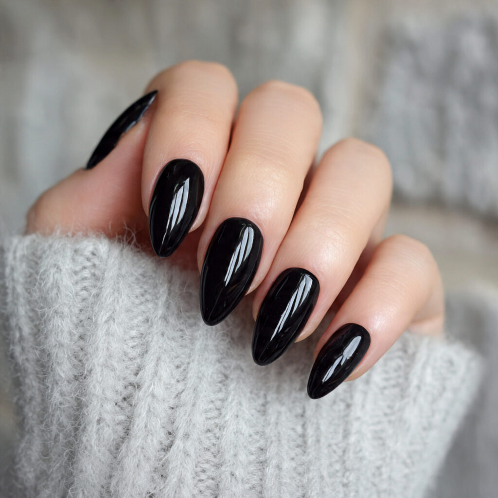 Short Black Almond Nails