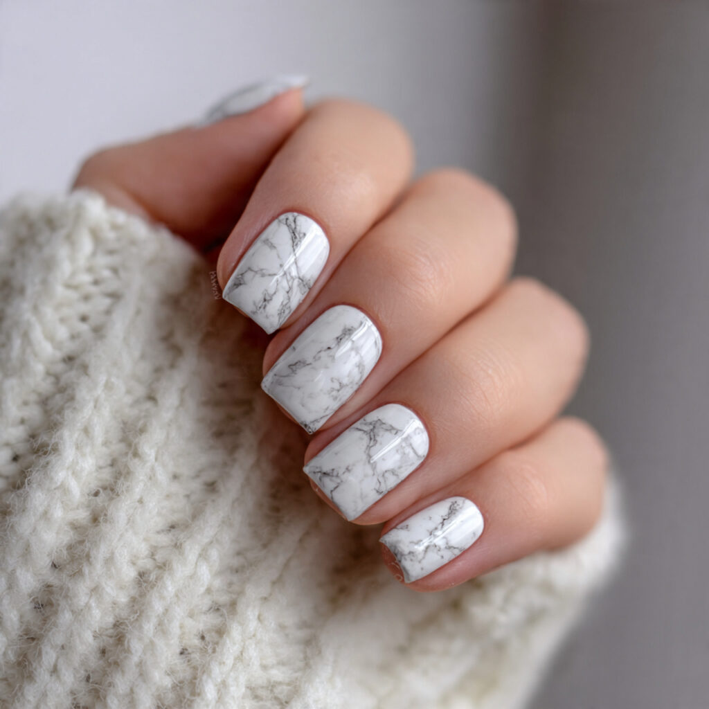 Short Square Marble Nails