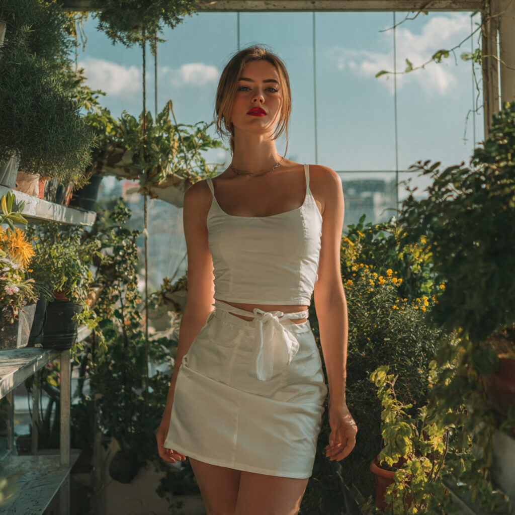 13 White Skirt Outfit Ideas That Look Effortlessly Chic (And Work for Literally Any Day) 3 White Satin Skirt Fitted Tank Top