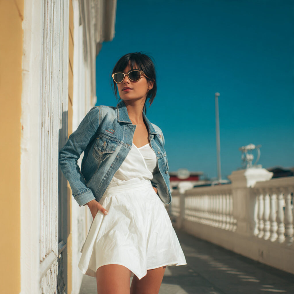 13 White Skirt Outfit Ideas That Look Effortlessly Chic (And Work for Literally Any Day) 8 White Skirt Denim Jacket