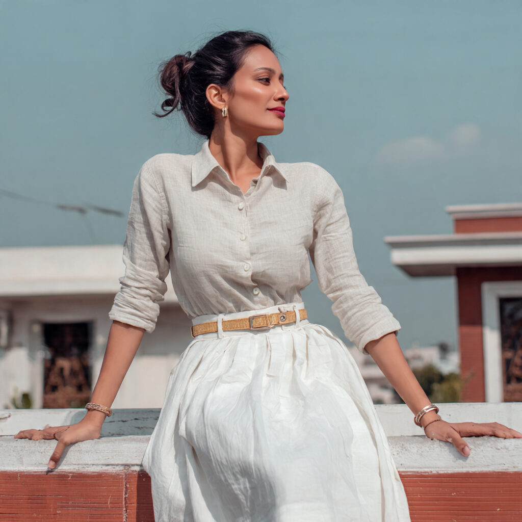 13 White Skirt Outfit Ideas That Look Effortlessly Chic (And Work for Literally Any Day) 12 White Skirt Linen Shirt