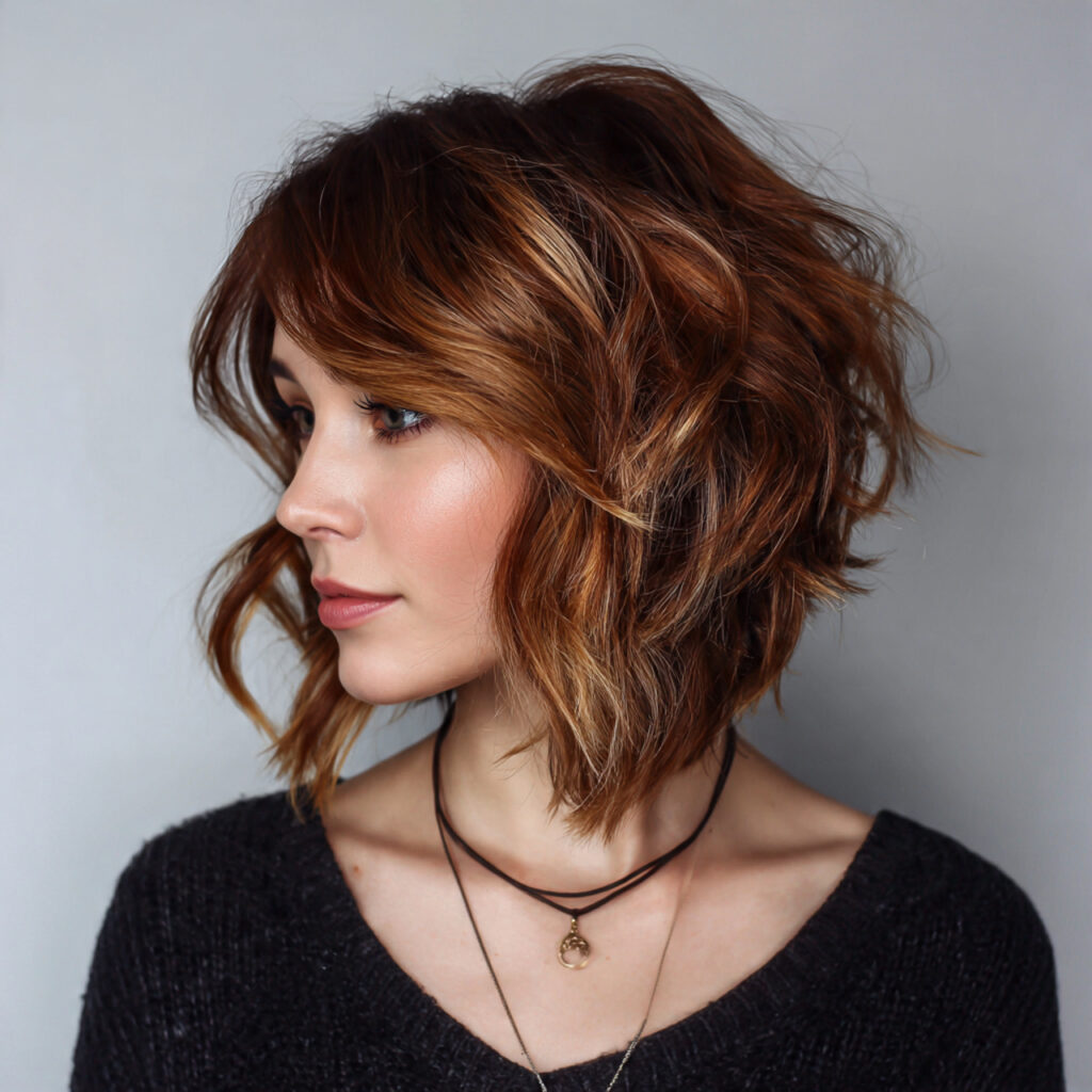 asymmetrical wavy bob