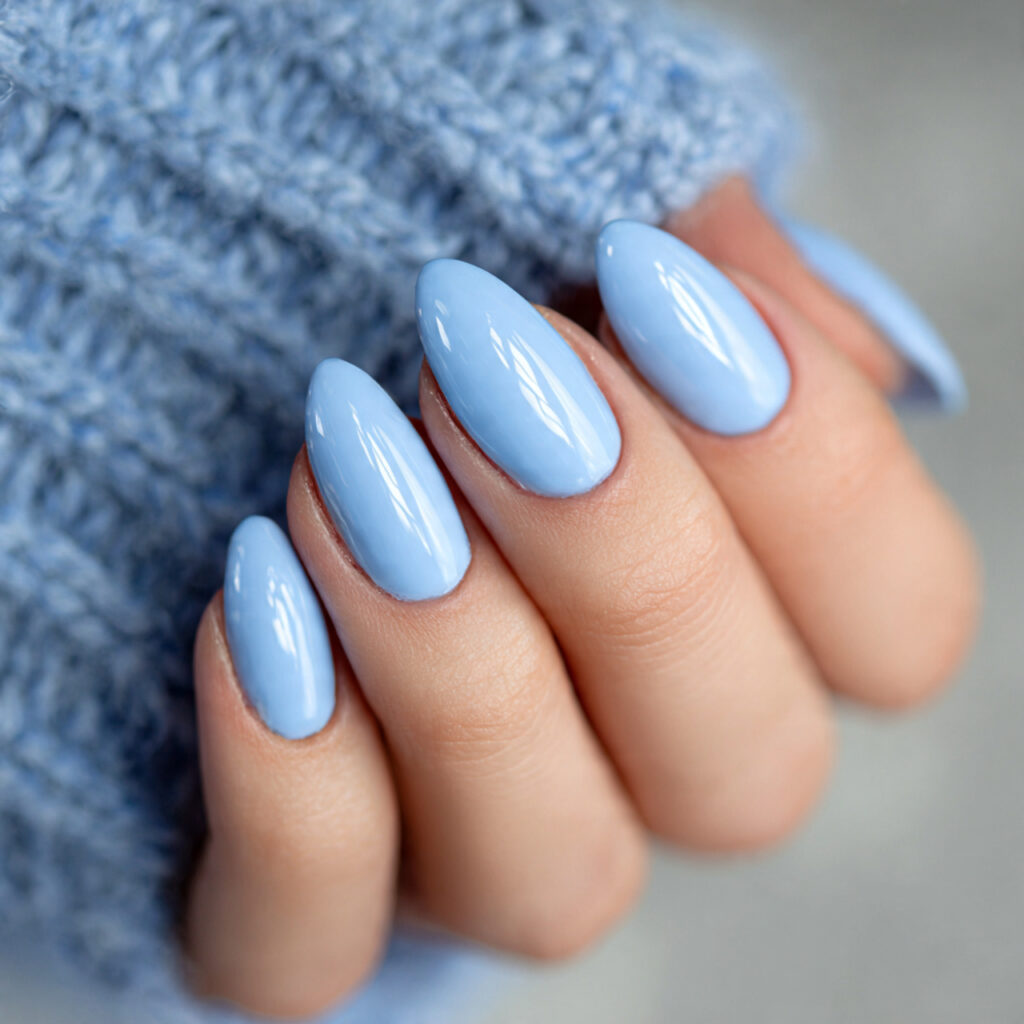 14 Trending Blue Nail Ideas Everyone Is Obsessed With Right Now (Your Next Mani Just Found You) 3 baby blue glossy nails