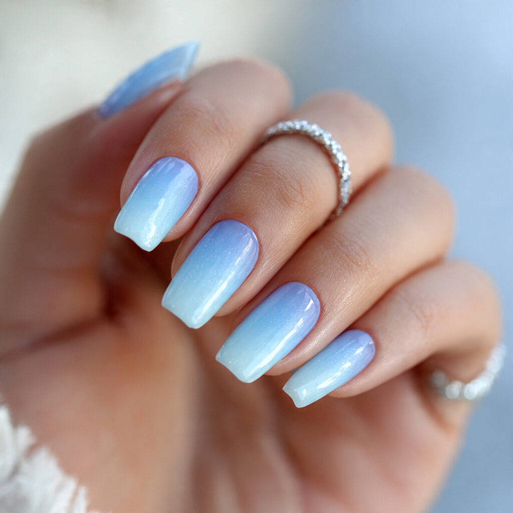 14 Baby Blue Nails Ideas That Are Soft, Chic, and Seriously Addictive 5 baby blue ombre nails
