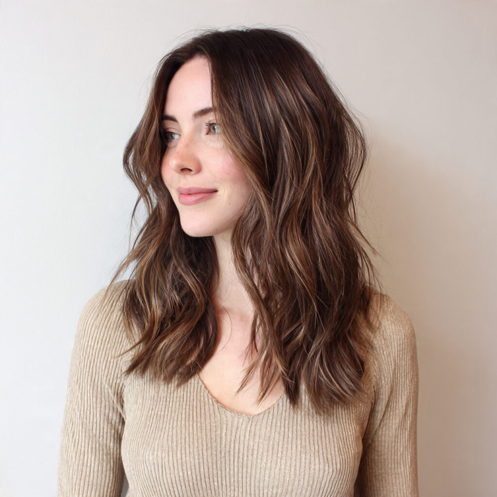 blunt cut with loose waves