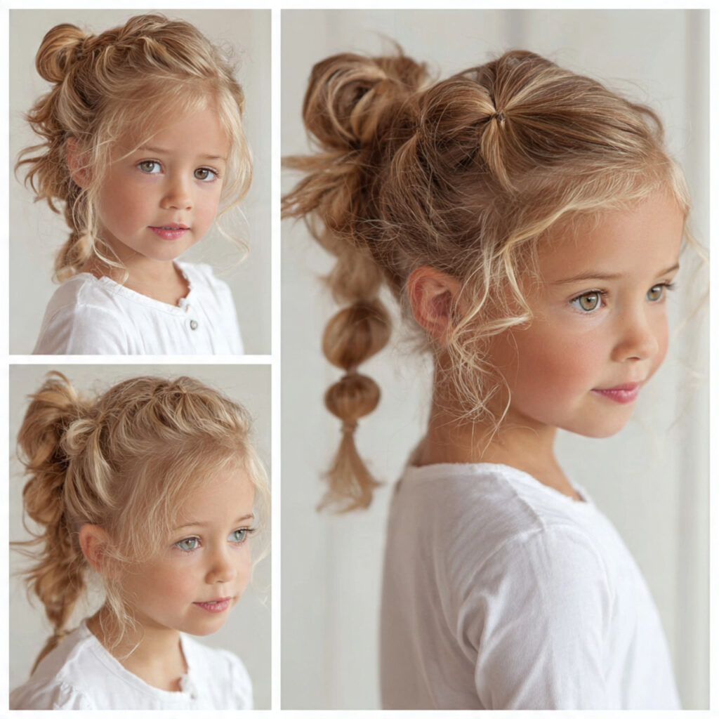 11 Kids Hairstyles Ideas That Are Cute, Easy & Totally Parent-Approved 5 bubble ponytail styles for kids