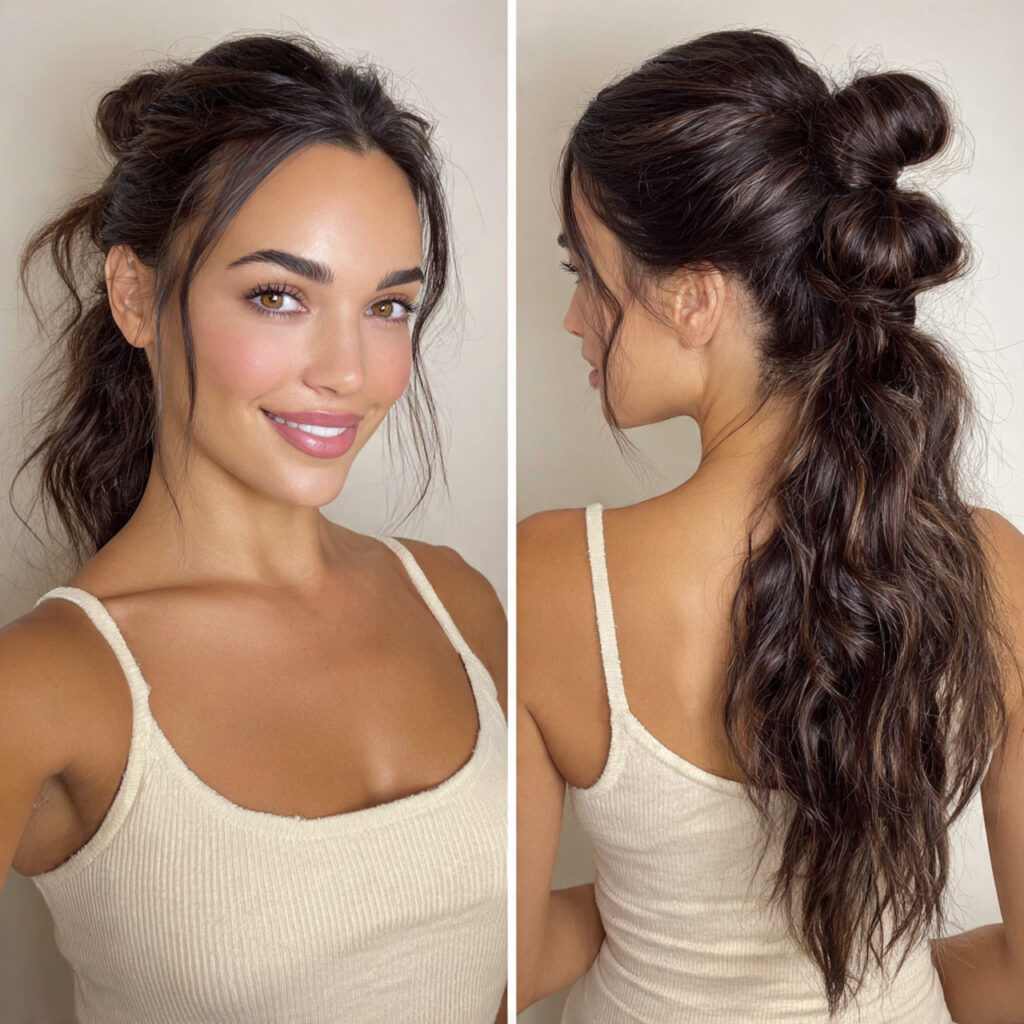 bubble ponytail with long hairstyles ideas
