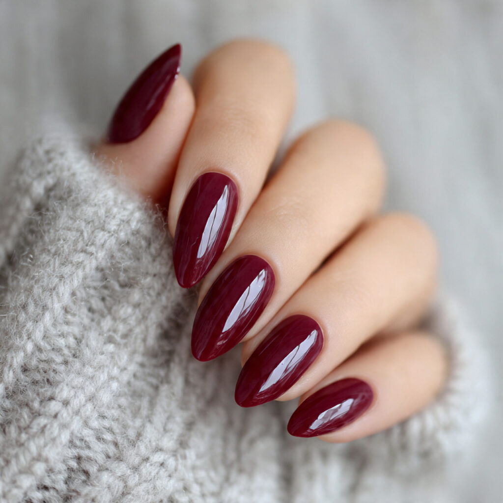 13 Trending Almond Nails That Are Everywhere Right Now (And Honestly… I’m Obsessed) 12 burgundy almond nails