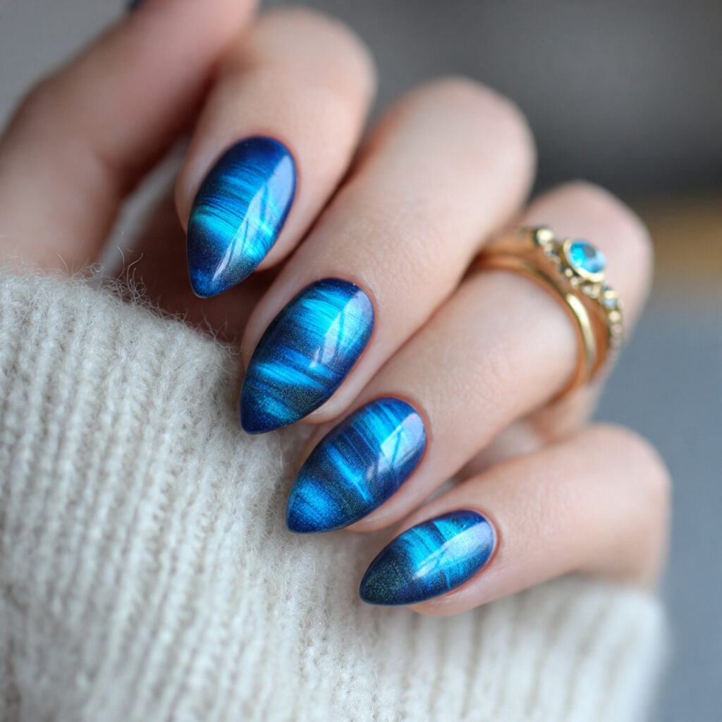 cat eye short almond nails