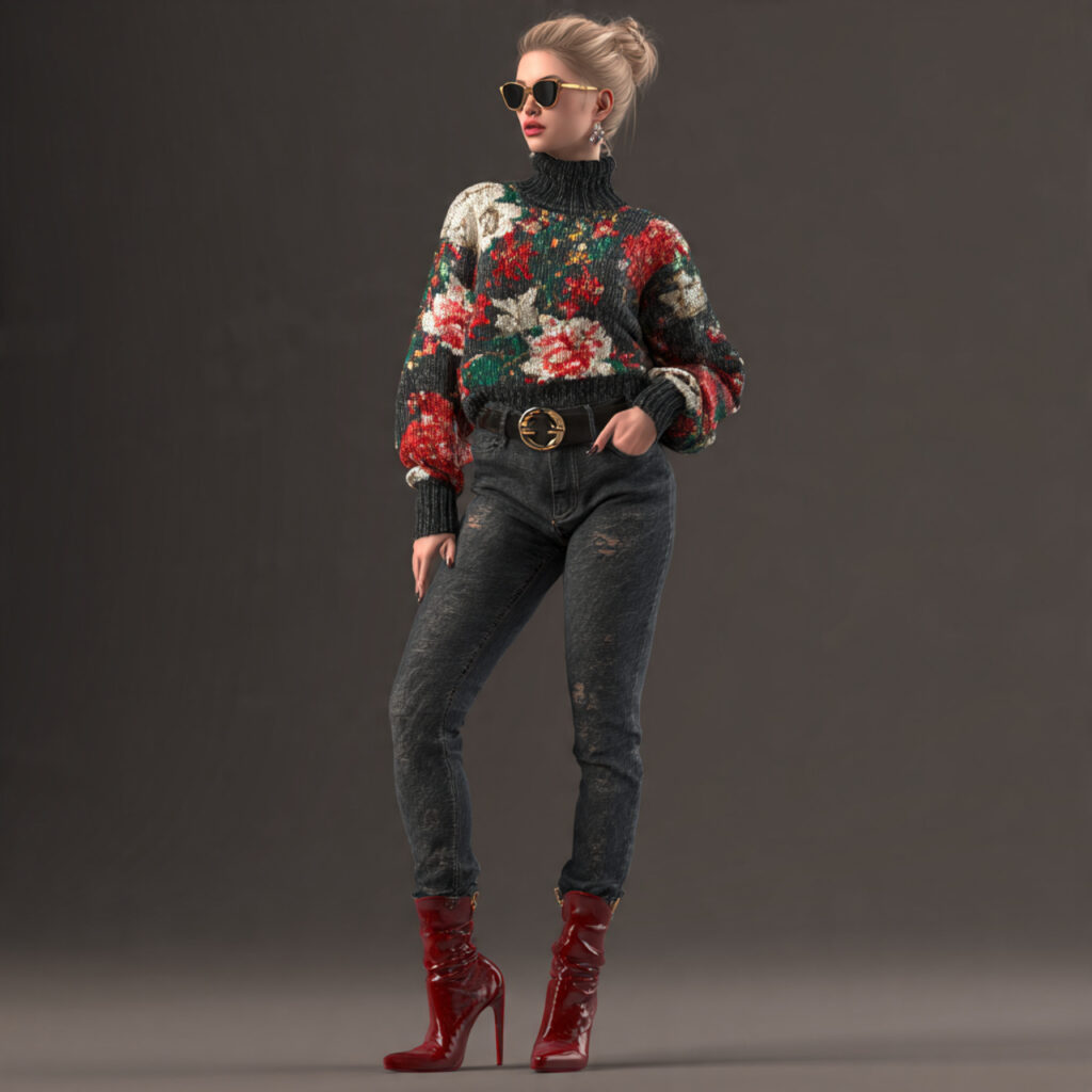 christmas sweater dark jeans for womens