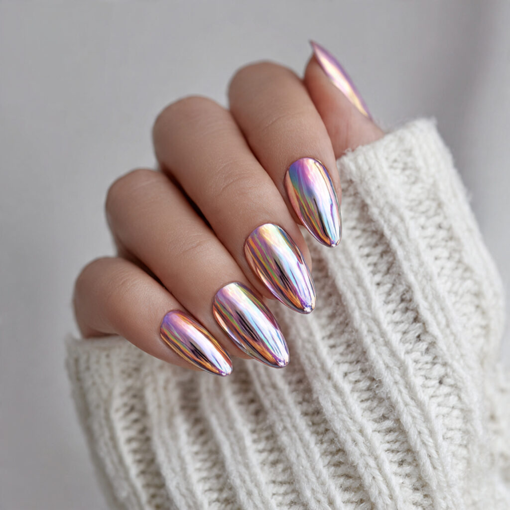 13 Trending Almond Nails That Are Everywhere Right Now (And Honestly… I’m Obsessed) 4 chrome almond nails 2