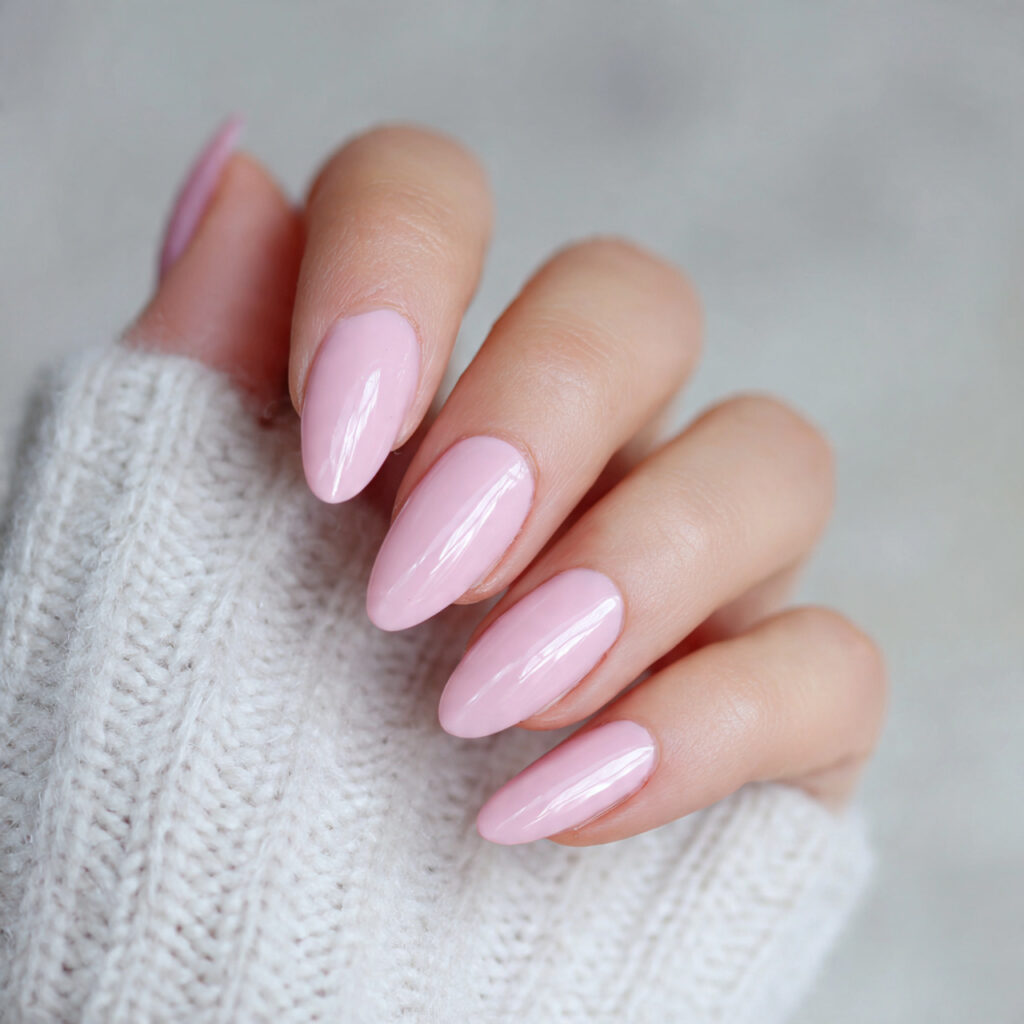 13 Pink Almond Nails That Are Cute, Classy, and Seriously Hard to Stop Staring At 2 classic baby pink almond nails