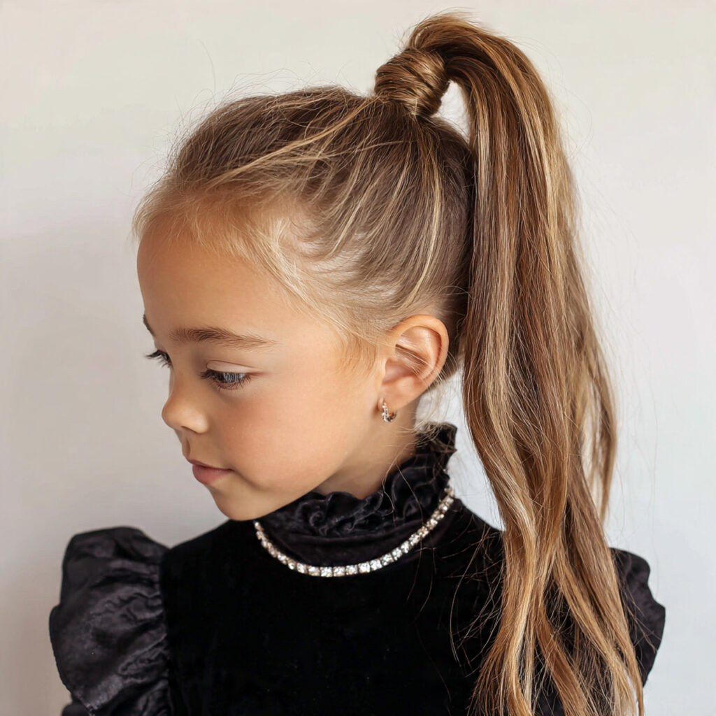 11 Kids Hairstyles Ideas That Are Cute, Easy & Totally Parent-Approved 2 classic high ponytail for kids