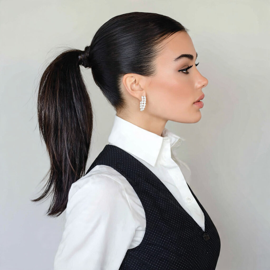 classic slick back ponytail for women