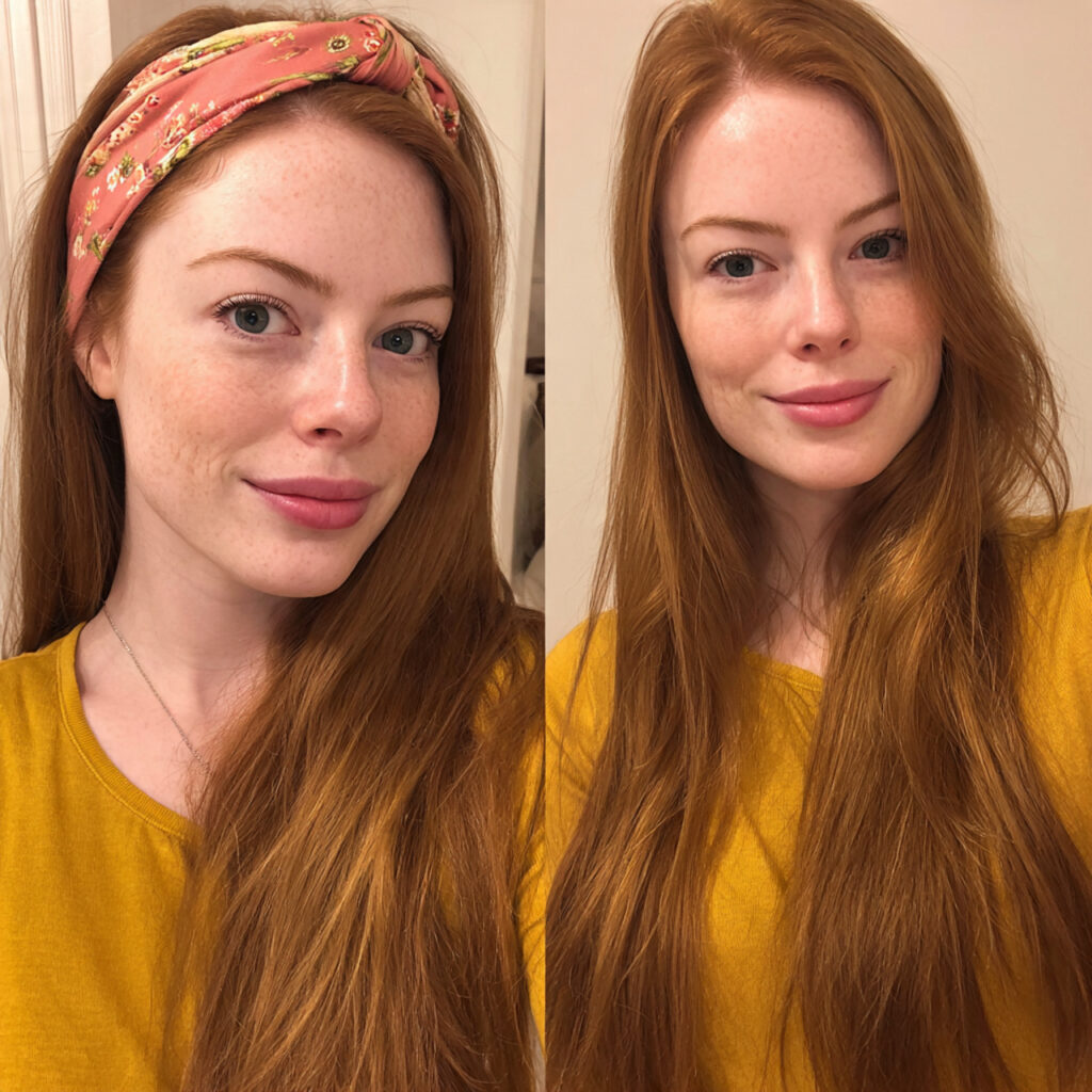 classic straight hair with a headband