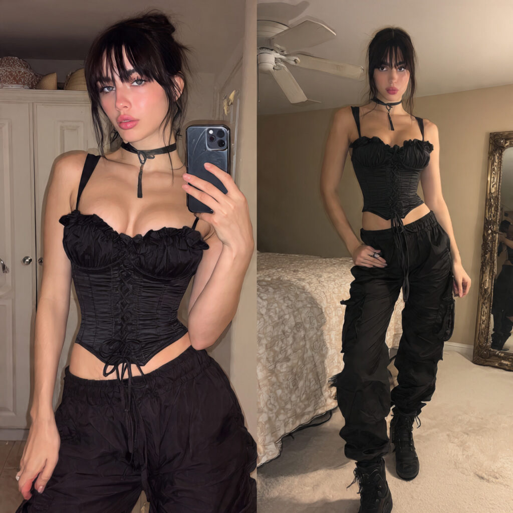 15 Concert Outfit Ideas That Will Make You the Best-Dressed Person in the Crowd 8 corset top cargo pants for concert outfit