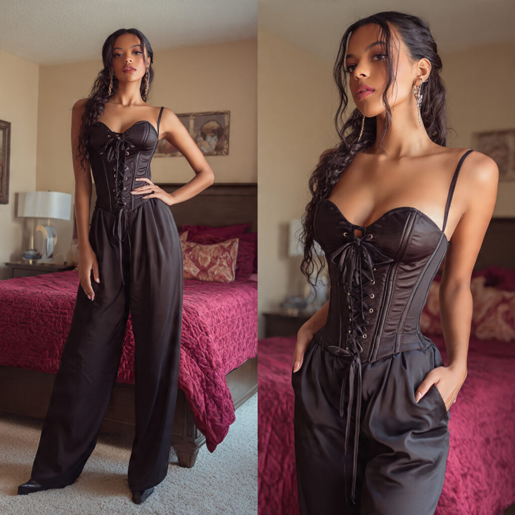 corset top wide leg pants for vegas outfit