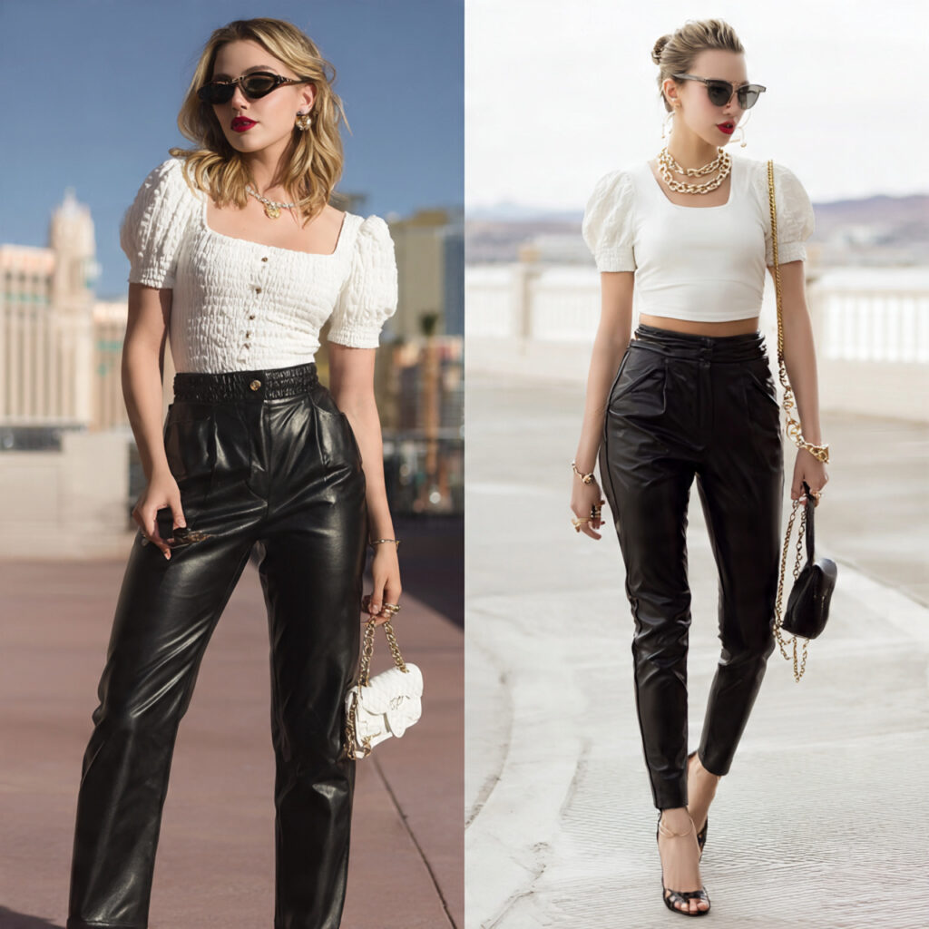 crop top high waisted leather pants for vegas outf