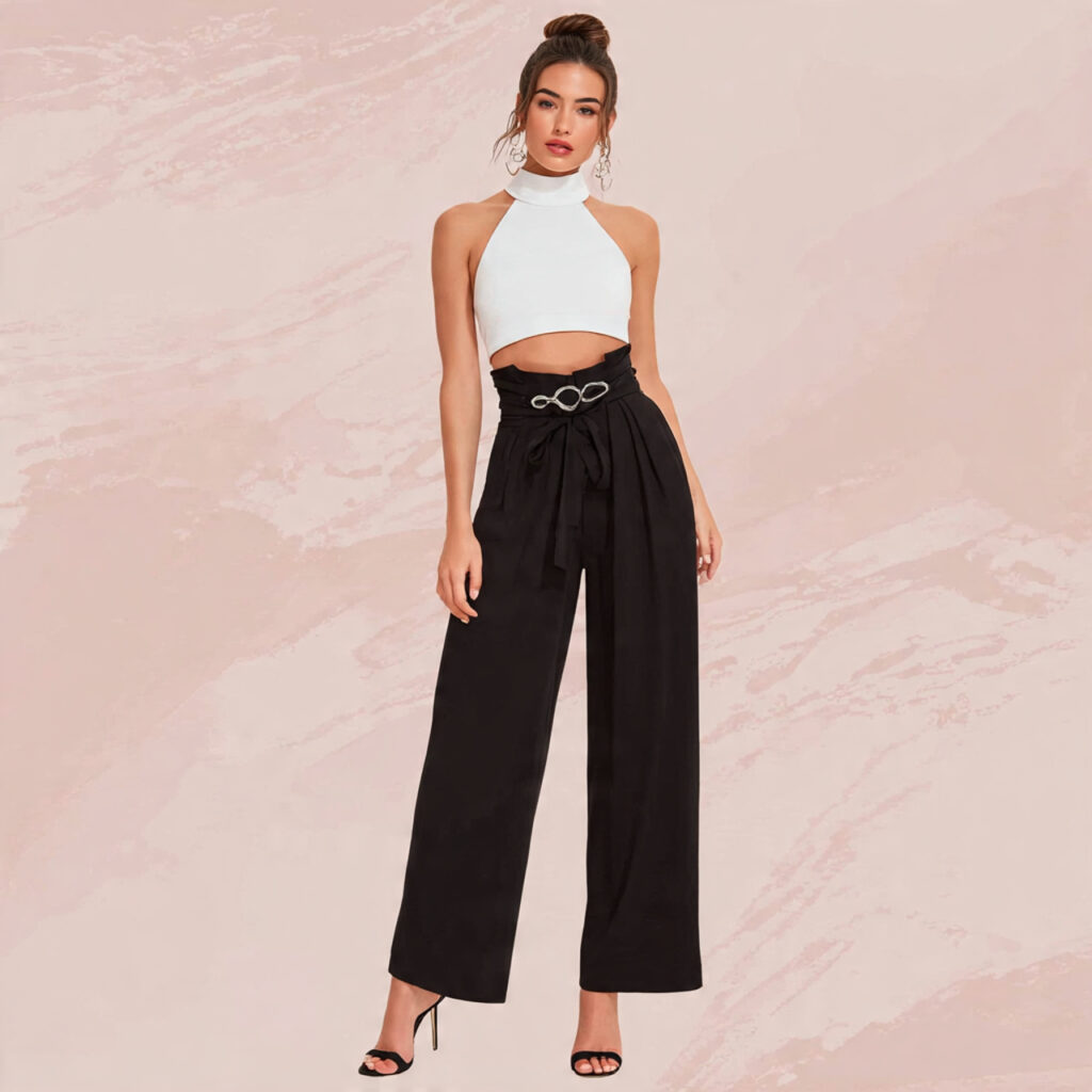 14 Birthday Outfit Ideas for Women That Will Make You Feel Like the Main Character 5 crop top high waisted wide leg pants for birthday