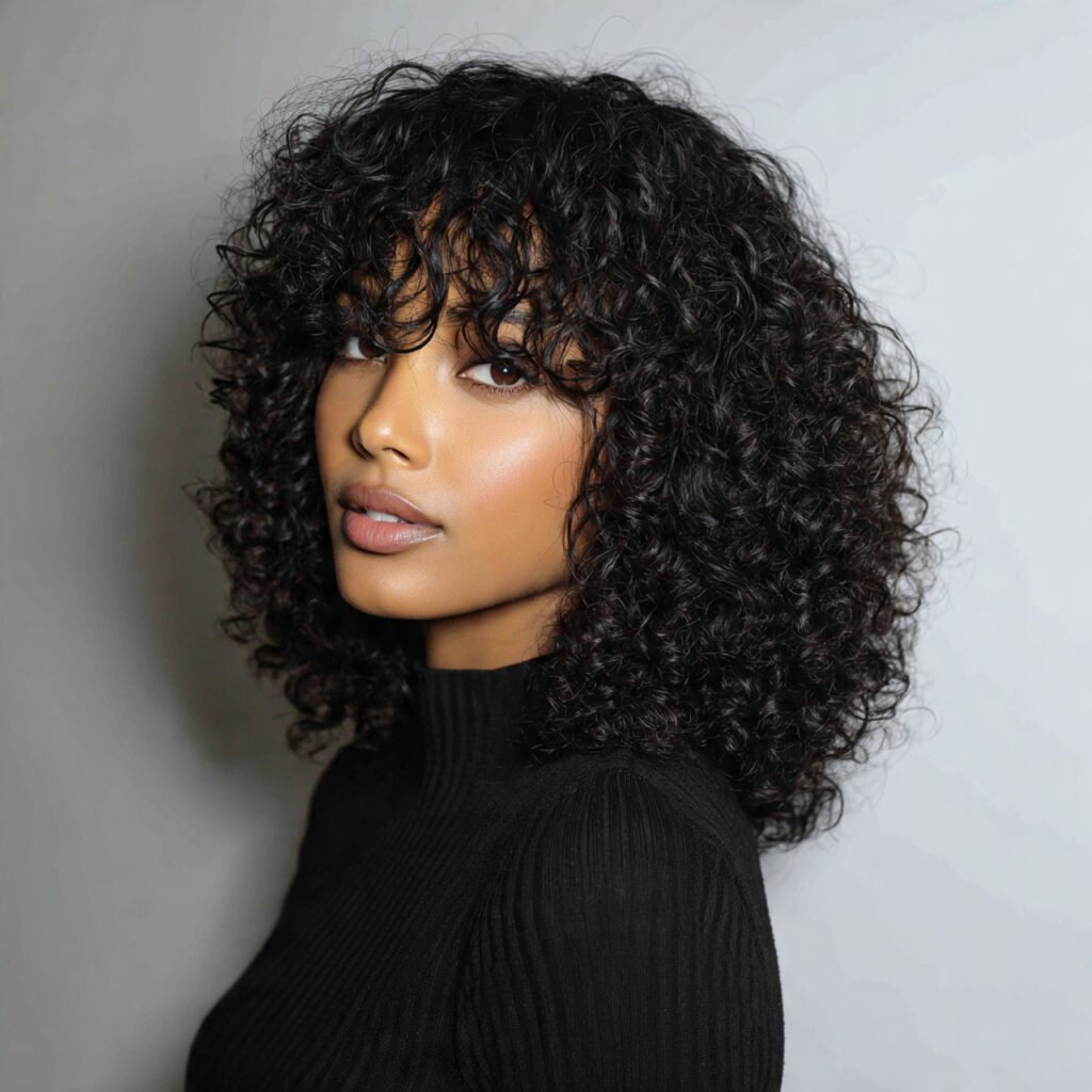 curly shoulder length weave