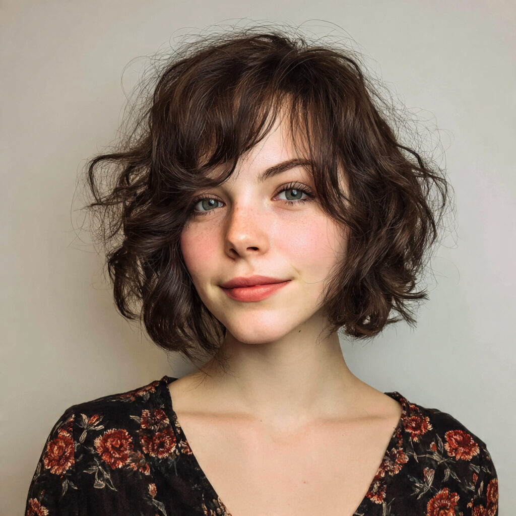 curly wavy hybrid bob