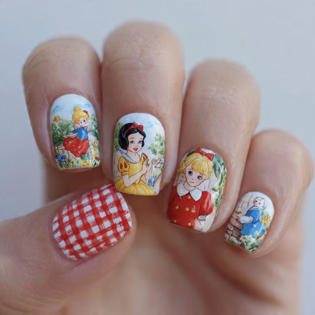 cute cartoon accent nails