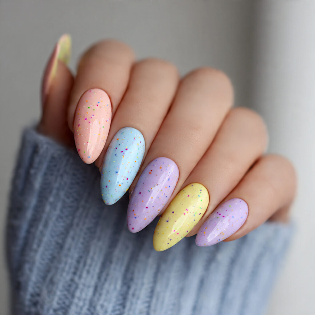 cute pastel almond nails